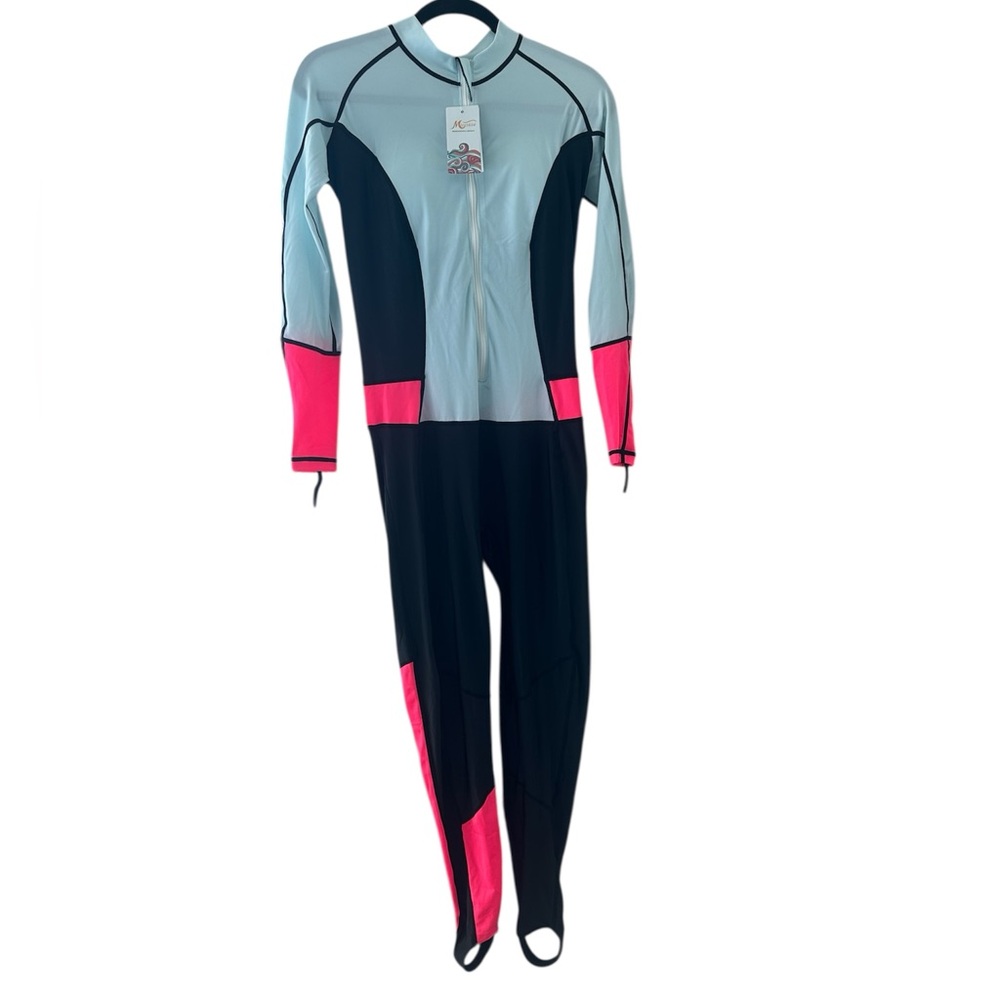 Micosuza Full Body Swimsuit Full Coverage Swim One Piece Long Rash Guard Size L